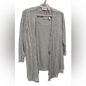 Women’s—Cali & York Gray/Grey/Silver Long Sleeve Cardigan & Blouse Set. Size XL.